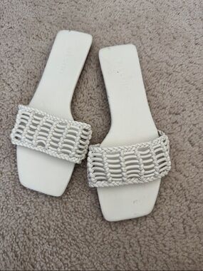 Billini White Braided Slide Sandals